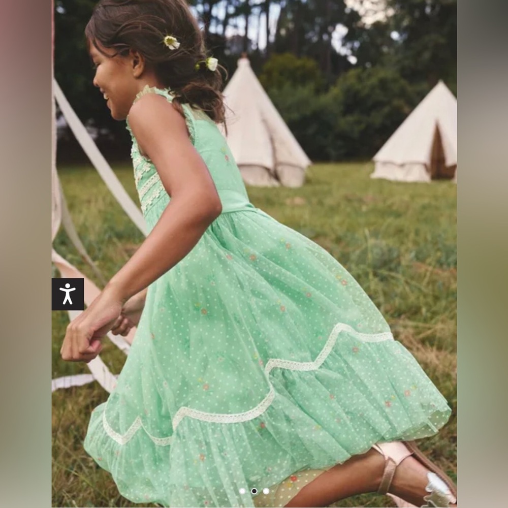 NEW Mini Boden Scallop Hem Tulle Dress in Pistachio Green 3-4 Years - Picture 7 of 8